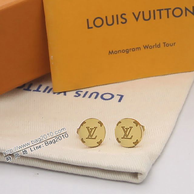 Louis Vuitton新款飾品 路易威登圓形字母耳釘 LV金色玫瑰金耳環  zglv2153